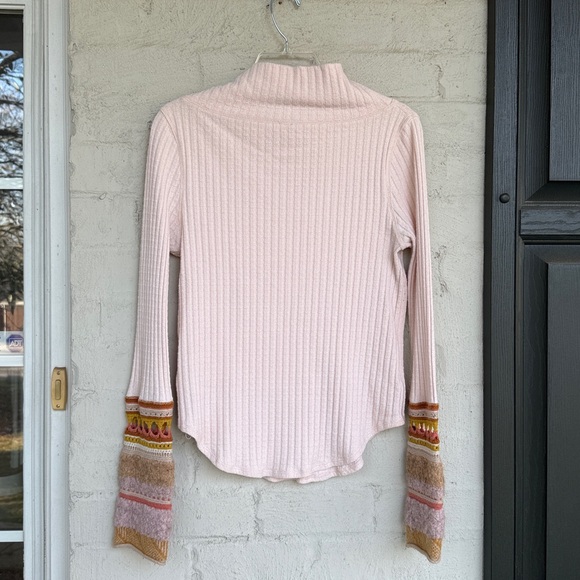 Free People Mixed Up Cuff Thermal Top Peach Size Large - Picture 8 of 12